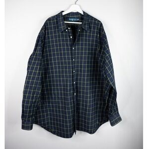 Ralph‎ Lauren Button Down Shirt Mens 4XLT Blue Yellow Classic Fit Plaid pony